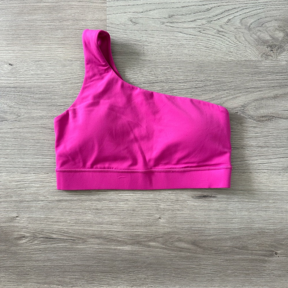 Pink One-Shoulder Sports Bra